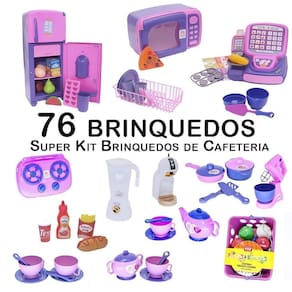 Kit café infantil registradora geladeira microondas 76pç