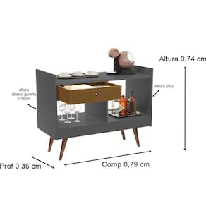 Aparador estilo buffet 2 ambientes retrô duda cor onix /