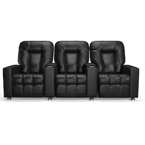 Poltrona Reclinável Para Cinema 3 Lugares Sora PU Preto Brilho FH1 - D`Rossi