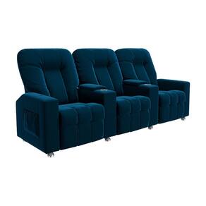 Poltrona Reclinável Para Cinema 3 Lugares Sora Veludo Azul Marinho FH1 - D`Rossi