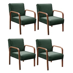 Kit 4 Poltronas Anita Conjunto Cadeiras Moderna Braço Madeira Verde 270