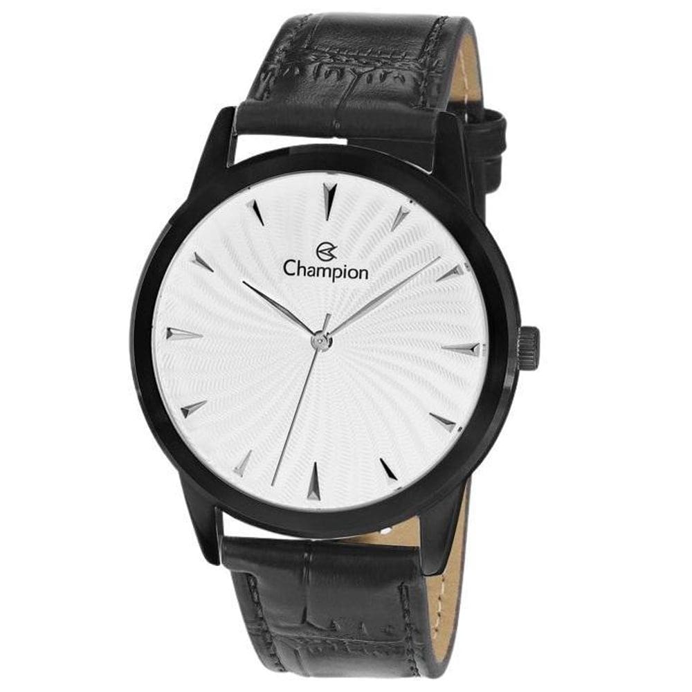 Relógio champion masculino  preto couro cn20588m