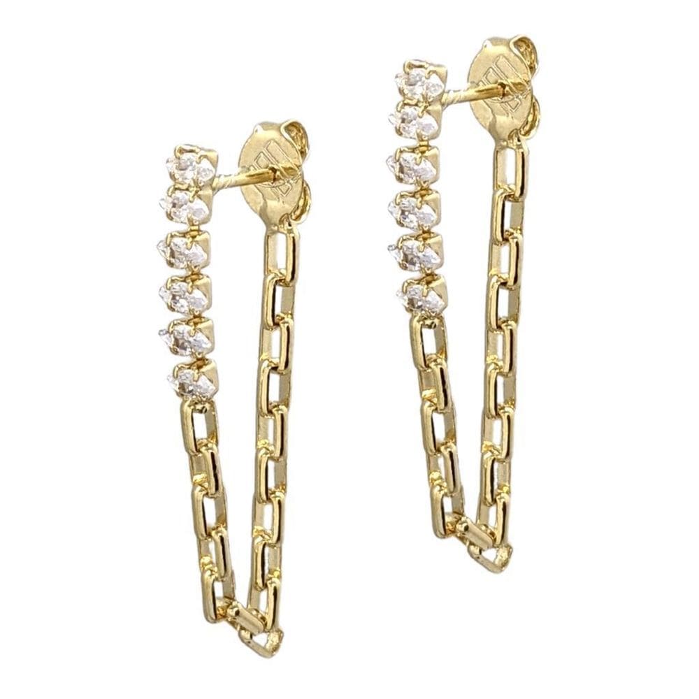 Brinco folheado a ouro 18k fio 6 zircônias