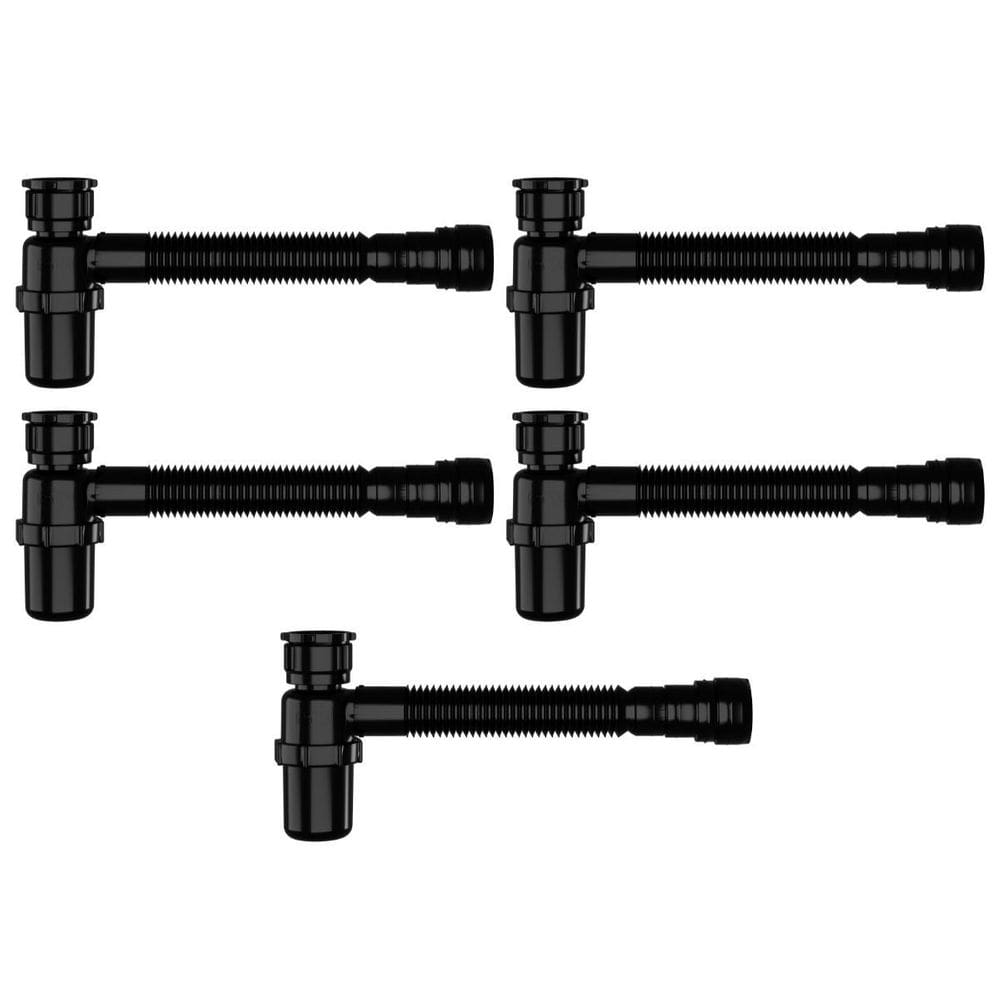 Sifão sanfonado com copo 49cm preto astra kit com 5 un