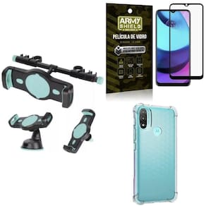 Capa moto e20 + suporte veicular 3 em 1 + película 3d