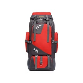 Mochila de acampamento impermeável de poliéster 90L para vermelho unissex