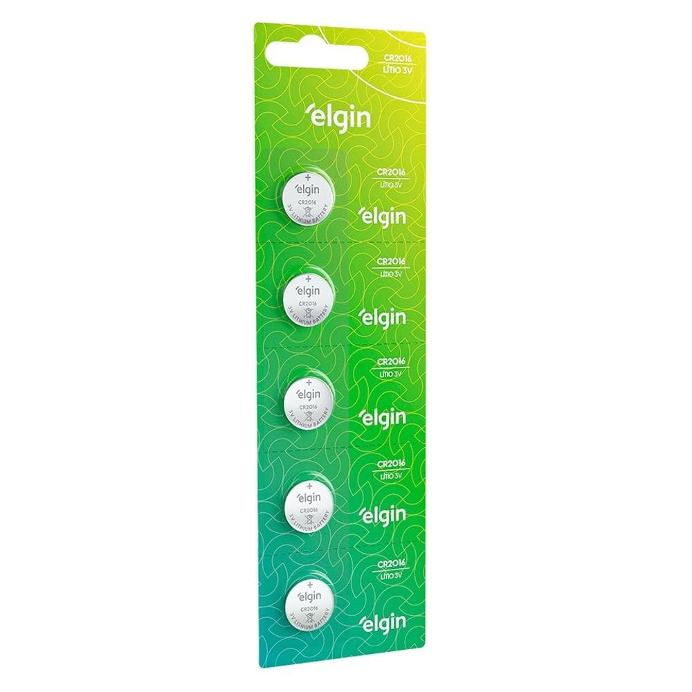 Pilha Bateria Botao CR2016 3V Lithium Cartela 05UN ELGIN