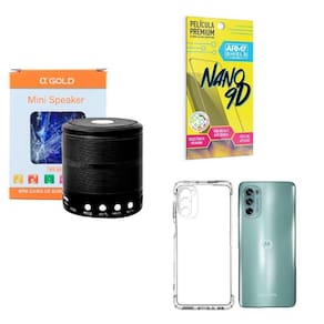 Kit caixa de som + capinha motorola g62 + película 9d