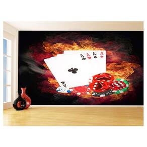 Papel De Parede 3D Salão De Jogos Cartas Poker 3,5M Jcs52