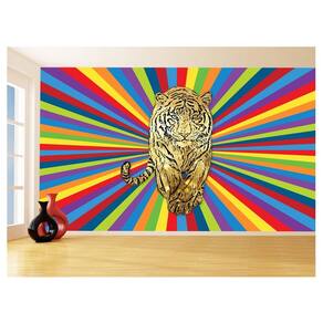 Papel De Parede 3D Animais Pop Art Tigre Felino 3,5M Pxa133