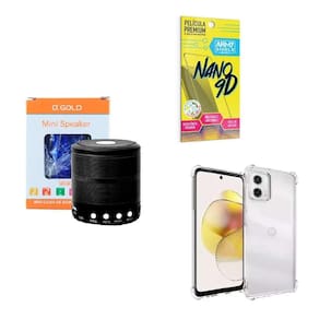 Capinha motorola g73 + caixa de som bluetooth + película 9d
