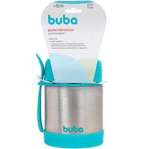 Pote Termico Infantil AÇO INOX Azul com Colher Buba
