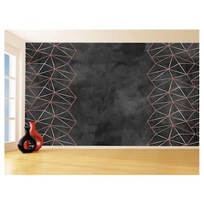 Papel De Parede 3D Concreto Linhas Dourado Rose 3,5M Kkt257
