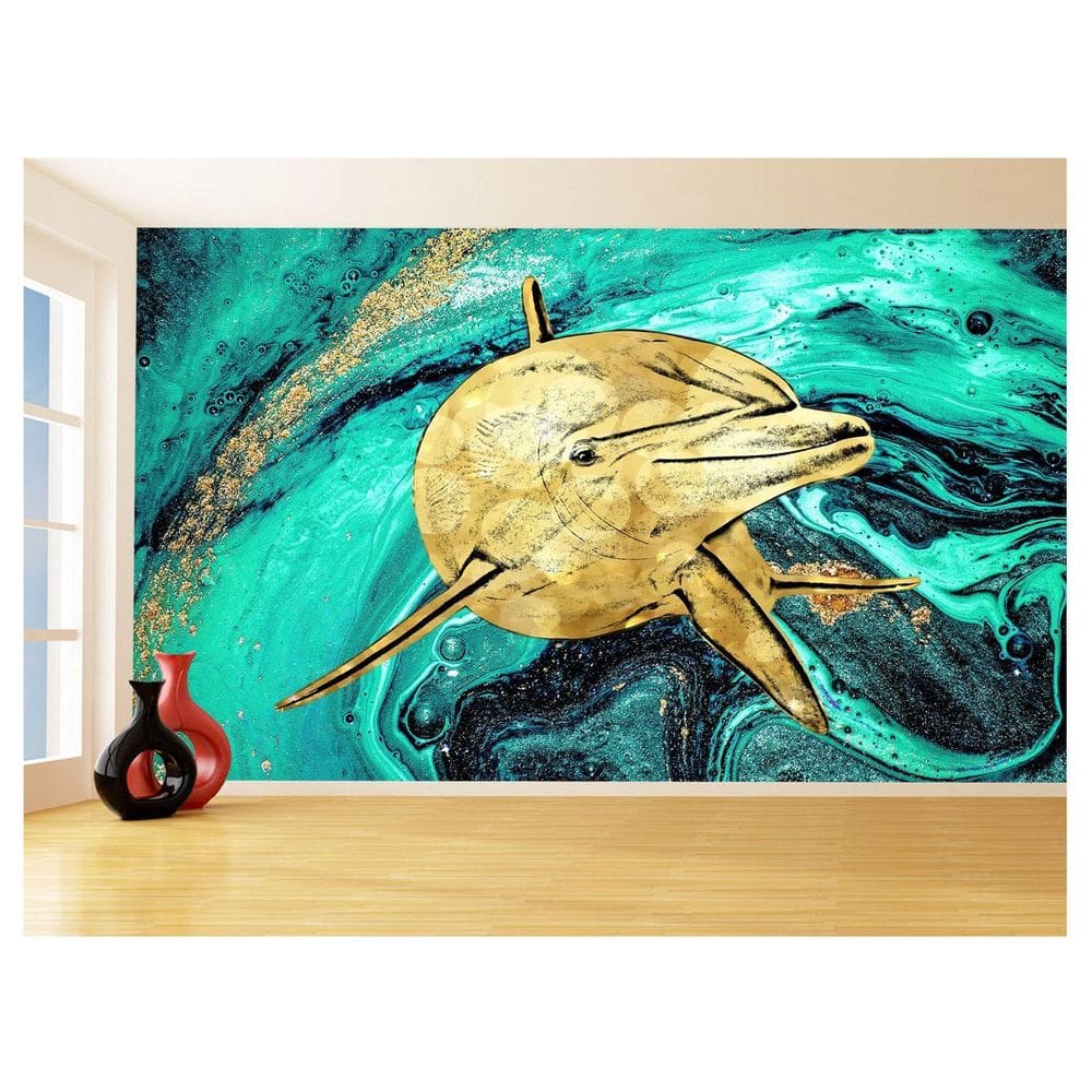 Papel De Parede 3D Animais Pop Art Golfinho Cor 3,5M Pxa270