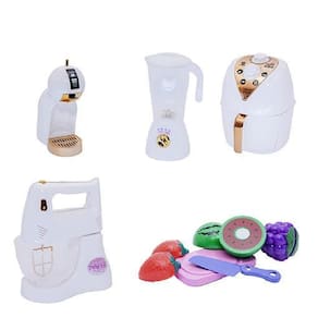 Kit infantil air fryer batedeira fruta cafeteira 9 peças