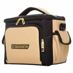 Bolsa térmica 3 potes - preta com dourado fit fashion