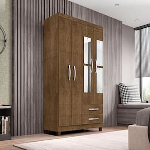 Guarda Roupa Solteiro Ambiente Modena com Espelho 4 Portas Malbec - Incorplac