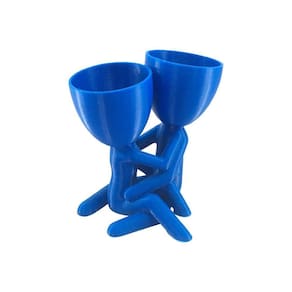 Vaso Para Cactos/Suculentas Namorados Sentado Azul