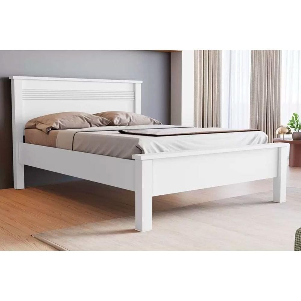 Cama de Casal Bercelona Branco - Conquista