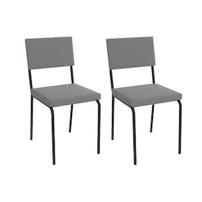 Cadeira Sala de Jantar Zaria Kit 2 Un Preto Fosco/Cinza A050 Suede Veludo - Kappesberg