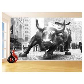 Papel De Parede 3D Animais Wall Street Touro 3,5M Anm551