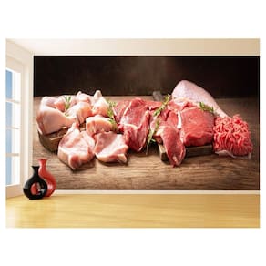 Papel De Parede 3D Alimentos Carnes Embutidos 3,5M Al488