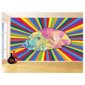 Papel De Parede 3D Animais Pop Art Cachorro Pet 3,5M Pxa236
