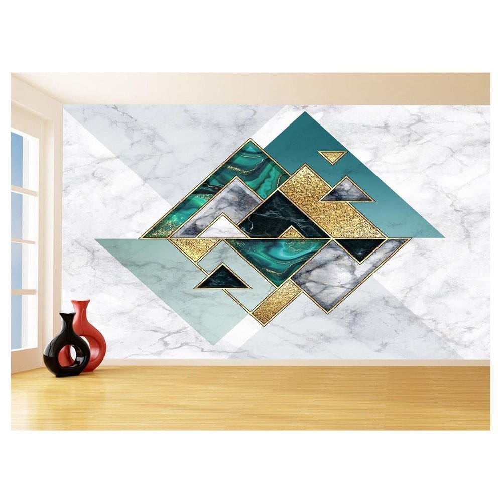 Papel De Parede 3D Estilo Marmore Cores Formas 3,5M Mbr53