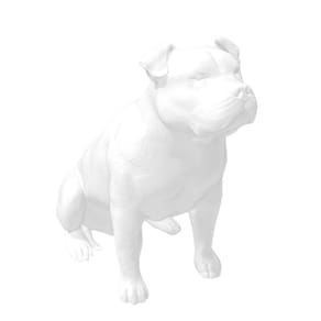 Enfeite Pitbull Macho Orelha Baixa Decoração 3D Branco