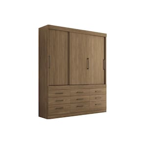 Guarda Roupa Solteiro 3 Portas de Correr e 9 Gavetas Click 3.9 Jatoba - Santos Andirá