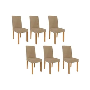 Cadeira Sala de Jantar Maia Kit 6 Un Nature/Suede Gengibre Bege - Cimol