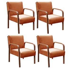 Kit 4 Poltronas Anita Conjunto Cadeiras Moderna Braço Madeira Terracota 400