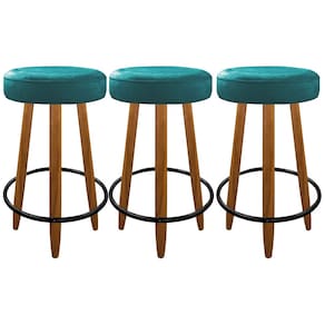 Kit 3 Banqueta Média 60cm Industrial Cozinha Bar Turquesa