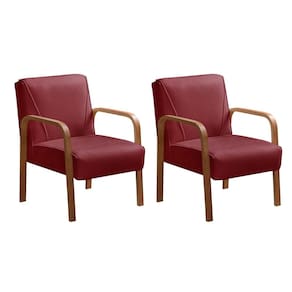 Kit 2 Poltronas Anita Conjunto Cadeiras Moderna Braço Madeira Bordô 110