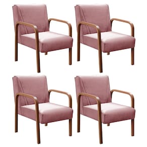 Kit 4 Poltronas Anita Conjunto Cadeiras Moderna Braço Madeira Rosê 390