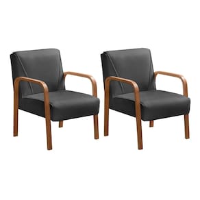 Kit 2 Poltronas Conjunto Cadeiras Moderna Braço Madeira Anita Capuccino