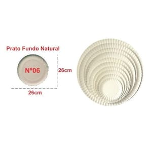 Prato papelão natural redonda nº06 26cm c/100 deskart