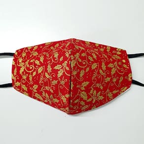 Máscara facial de pano chique Holly Red & Gold Pack de 10 por Giftscircle