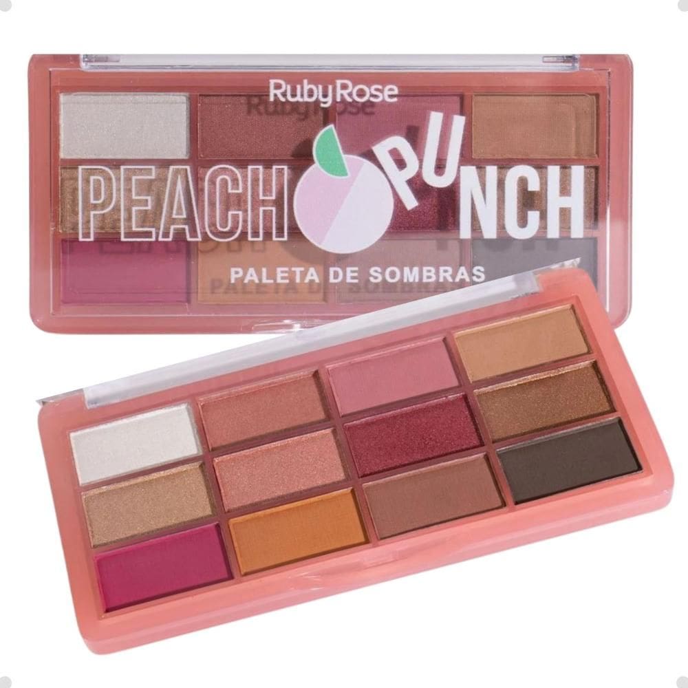 Paleta de Sombras Ruby Rose Peach Punch 12 Cores HB-1093