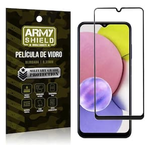 Película de vidro 3d samsung a03s fácil aplicação armyshield