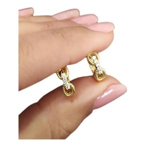 Argola folheada a ouro 18k com zircônia 10mm - par