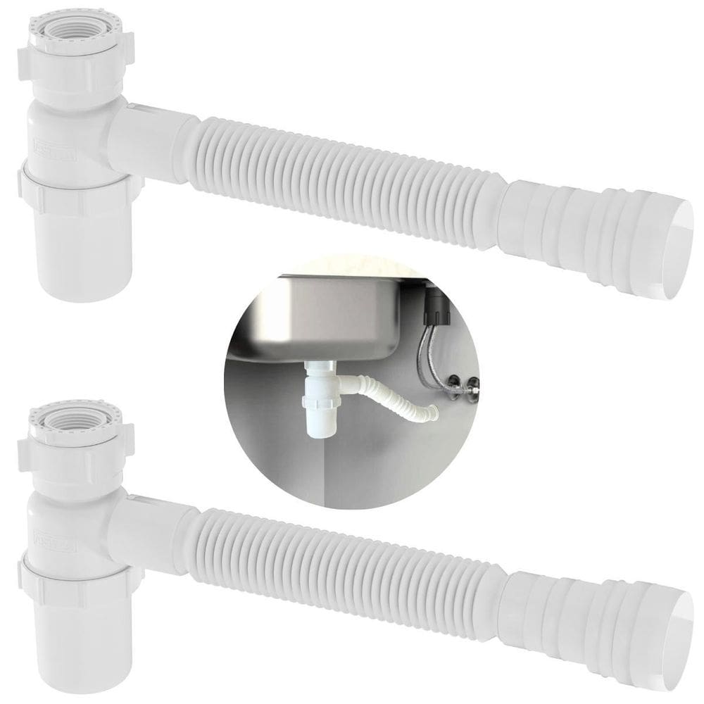 Sifão sanfonado com copo 49cm branco astra kit com 2 un