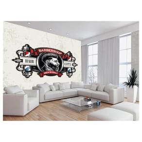 Papel De Parede 3D Barbearia Barber Shop Logo 3,5M Brb19