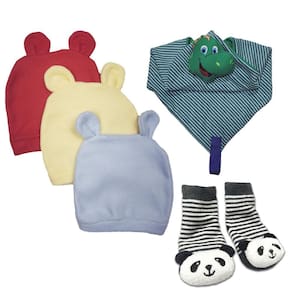Kit 5 peças acessórios bebê presente chá de bebê inverno