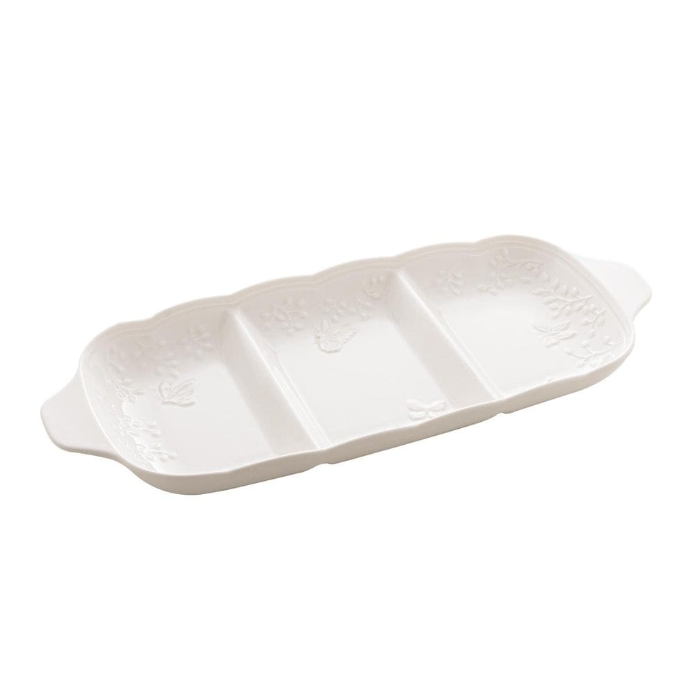 Petisqueira De Porcelana Butterfly Flower Retangular 34Cm
