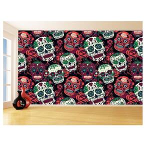Papel De Parede 3D Textura Caveiras Mexicanas 3,5M Txt208