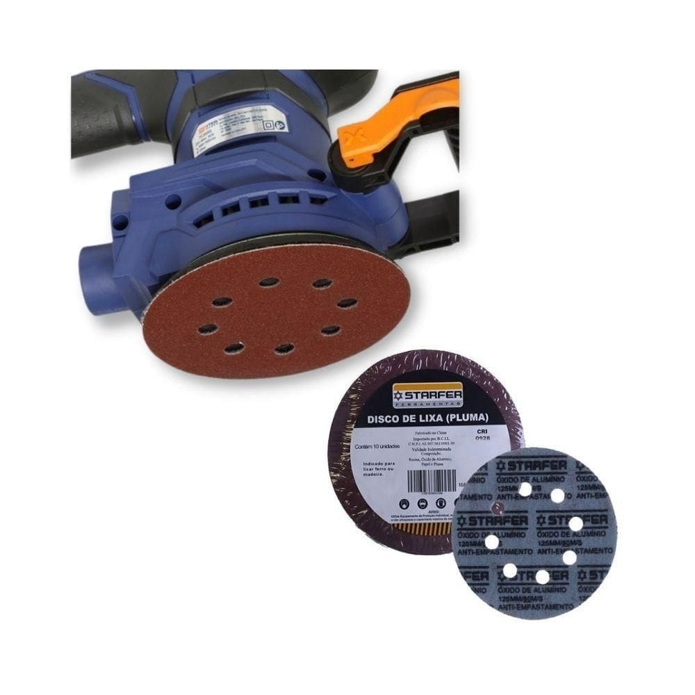 Disco de lixa tiras aderentes ferro 125mm grão 100 starfer 100