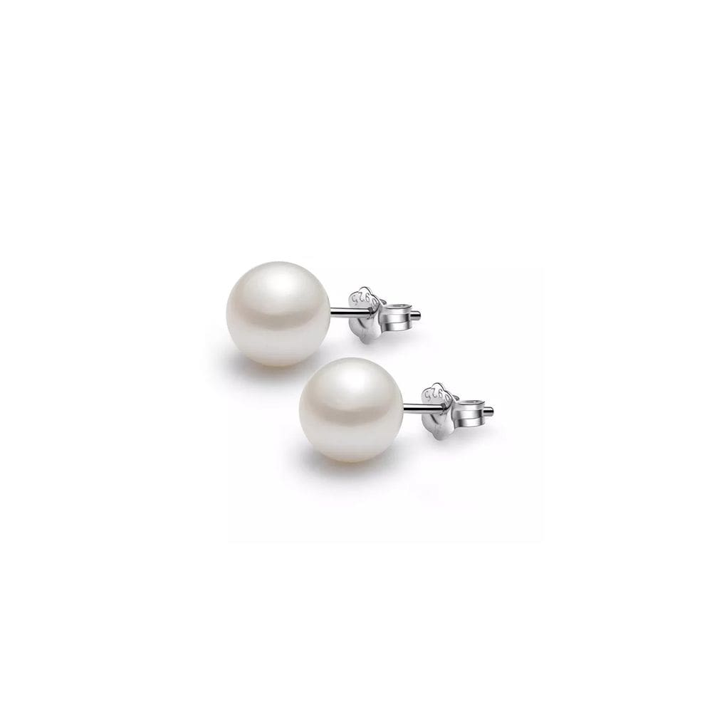 Brincos de prata 925 com pérola de 8 mm e zircão para mulheres