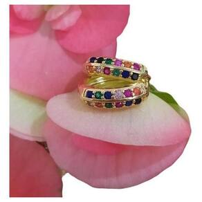 Argola colorida com pedras de zirconia 10mm - par