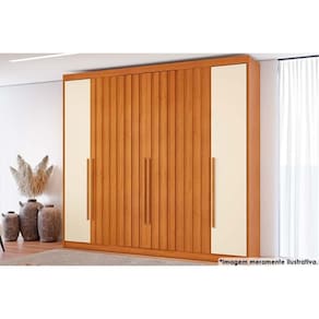Guarda Roupa Casal 6 Portas 4 Ripadas e 8 Gavetas Grécia Cinamomo/Off White - Conquista